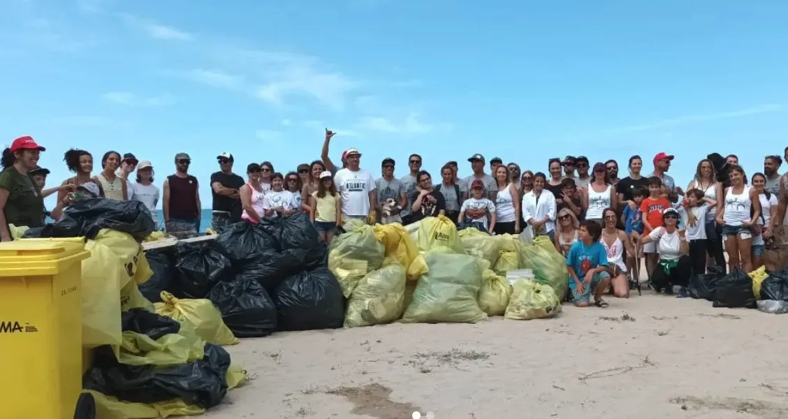 The bags collected at a beach clean-up · See it on Instagram