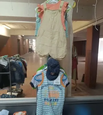 Children’s clothes for sale at the Community Shop