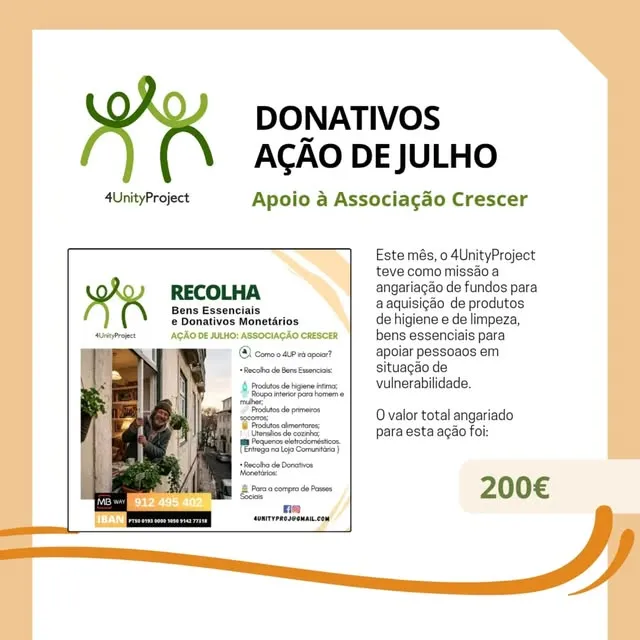 July: €200 for Associação Crescer · See it on Instagram
