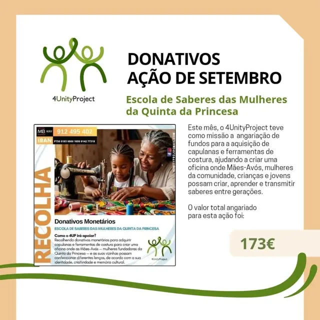 September: €173 for the Women’s Knowledge School in Quinta da Princesa · See it on Instagram
